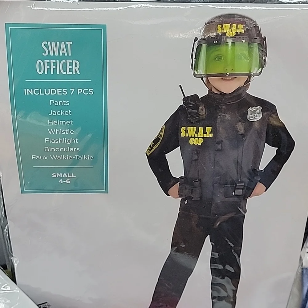Kids SWAT Cop Costume - Black - Picture 4 of 5